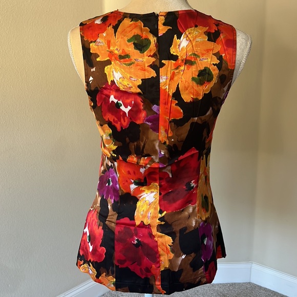 Cache floral silk top, sz S - Picture 5 of 7